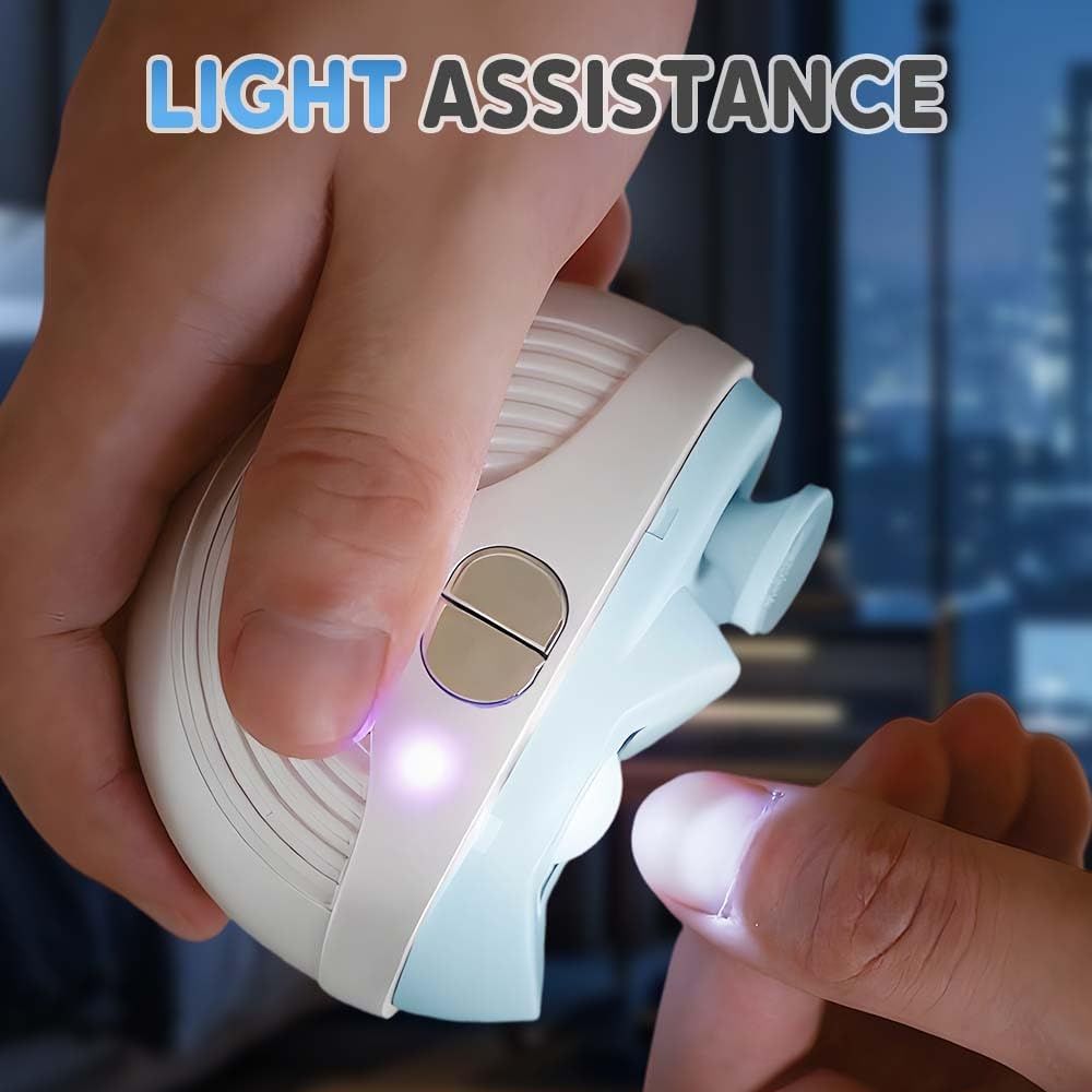 Electric Smart Nail Clippers for Adults Seniors, 3 Speeds Strong Power Automatic Nails Trimmer with Polisher, Light, Clip Storage, Rechargeable Toenail Clippers for Thick Toenails(White) - Image 3