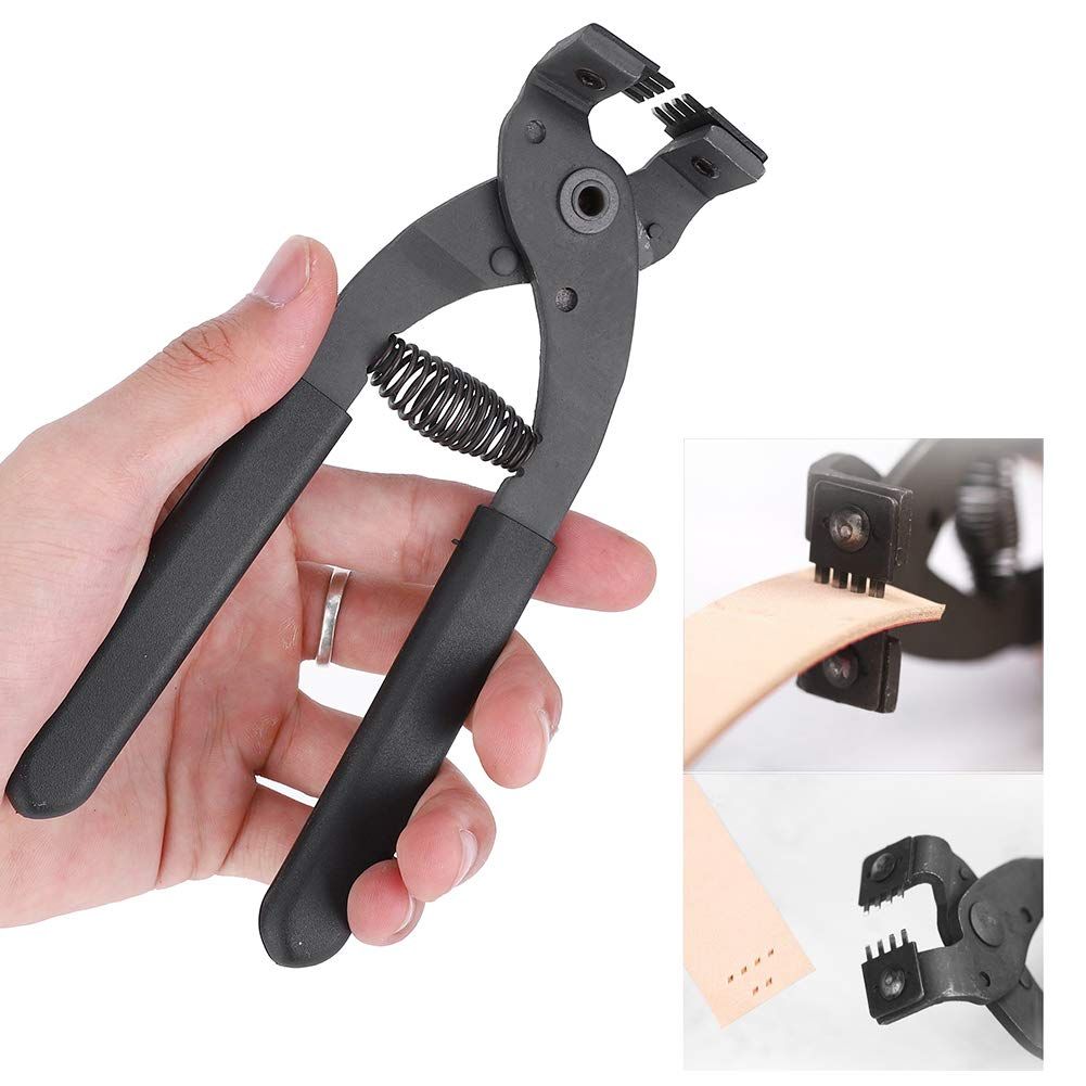 Leather Piercer Leather Craft Hole Punch Tools Hand-Held Silent Pliers Diamond Sewing Stitching Chisel Pricking Iron 4mm (4 Teeth) - Image 3