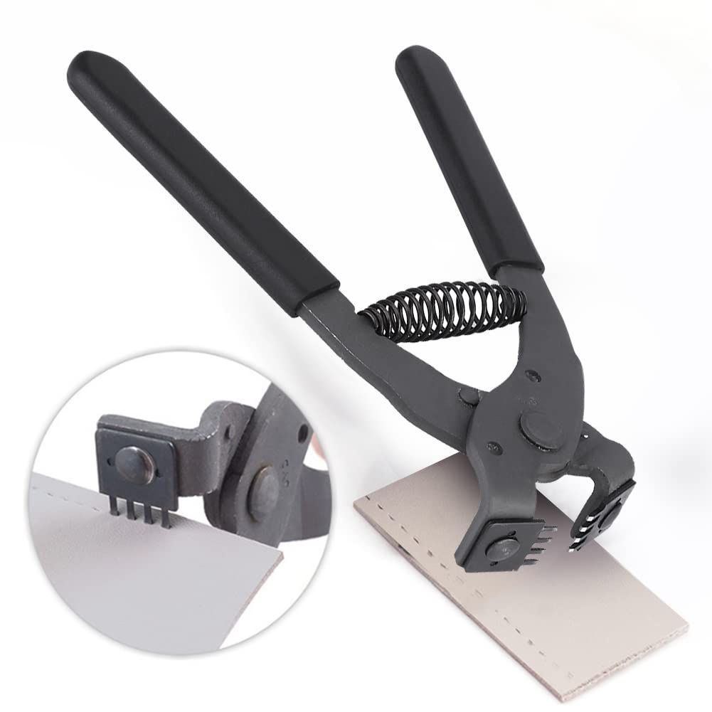 Leather Piercer Leather Craft Hole Punch Tools Hand-Held Silent Pliers Diamond Sewing Stitching Chisel Pricking Iron 4mm (4 Teeth) - Image 4