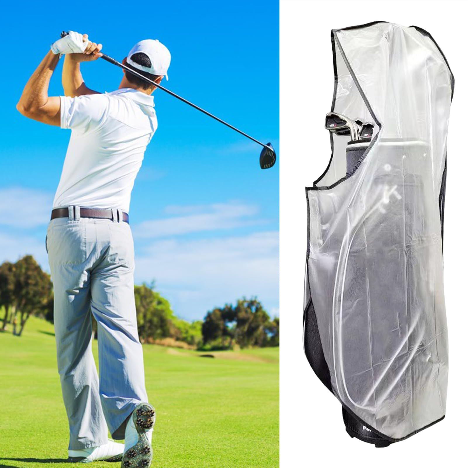 Golf Bag Rain Cover,Waterproof Hood Golf Bag Rain Protection Covers for Golf Push Carts Transparent Cart Bag Rain Hood, PVC Practical Rainproof Bag Cover - Image 4