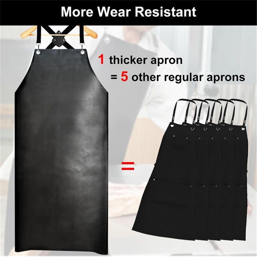 Waterproof Rubber Apron, Anti-Tear Heavy Duty Vinyl Adjustable Thicker Cross Back Dishwasher Apron for Restaurant Dishwashing, Butcher, Lab Work, Dog Grooming Black - Image 3