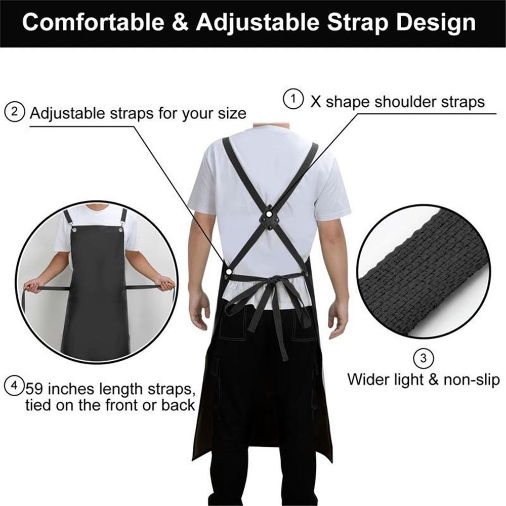Waterproof Rubber Apron, Anti-Tear Heavy Duty Vinyl Adjustable Thicker Cross Back Dishwasher Apron for Restaurant Dishwashing, Butcher, Lab Work, Dog Grooming Black - Image 4