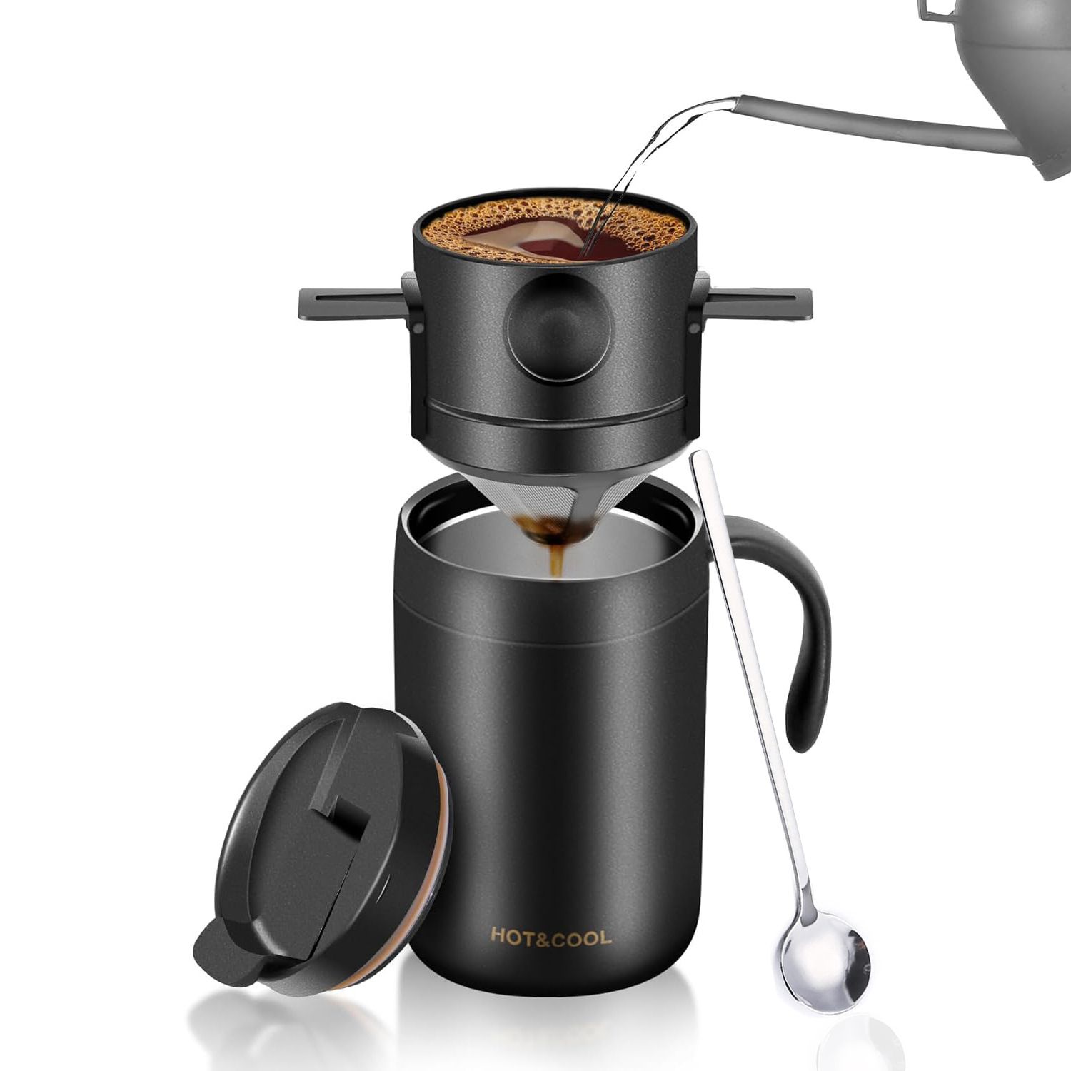3pcs Camping Coffee Maker Pour Over Coffee Maker Set，Camp Pour Over Set，Portable Coffee Kit for Travel, Camping, Offices, Backpacking - Image 1