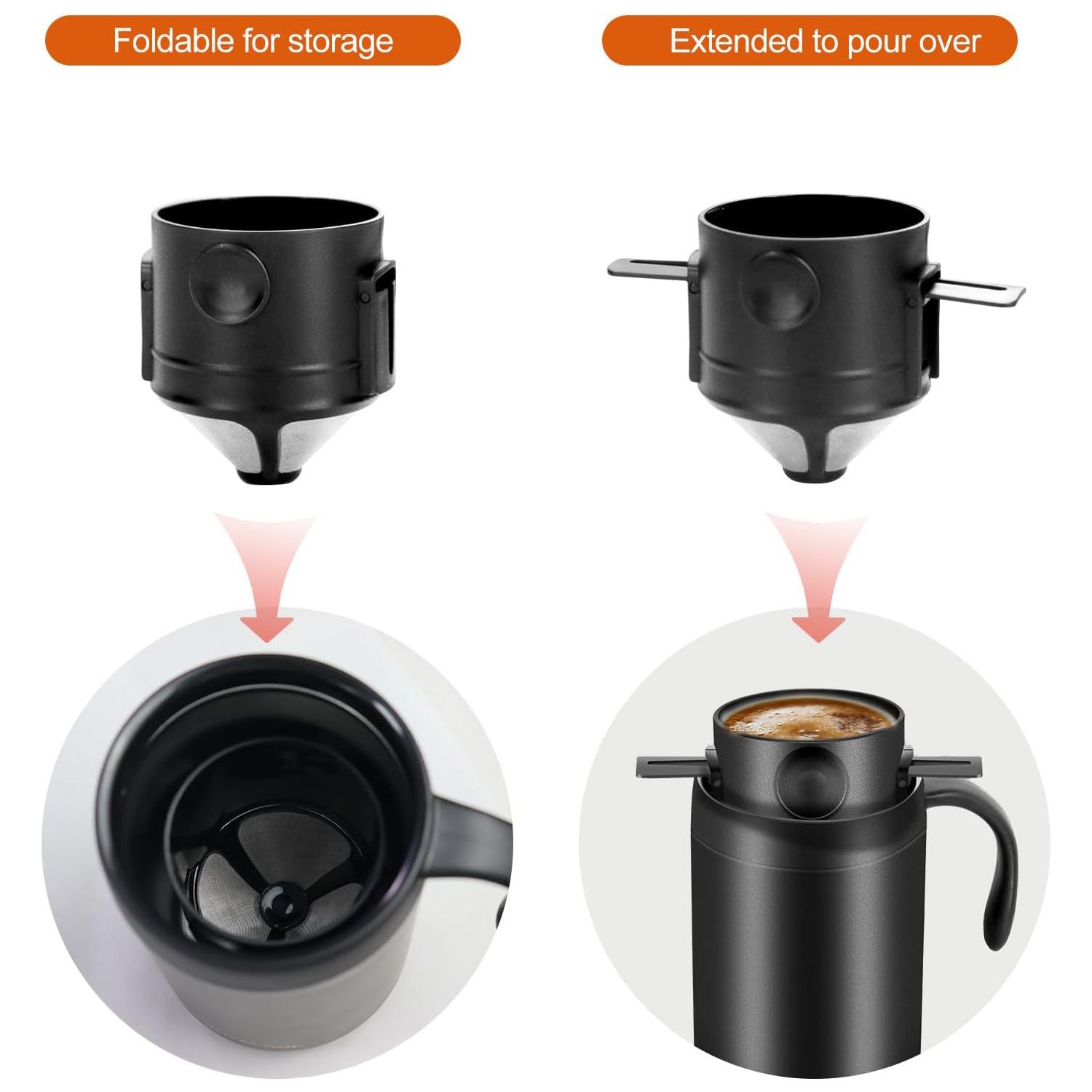 3pcs Camping Coffee Maker Pour Over Coffee Maker Set，Camp Pour Over Set，Portable Coffee Kit for Travel, Camping, Offices, Backpacking - Image 4