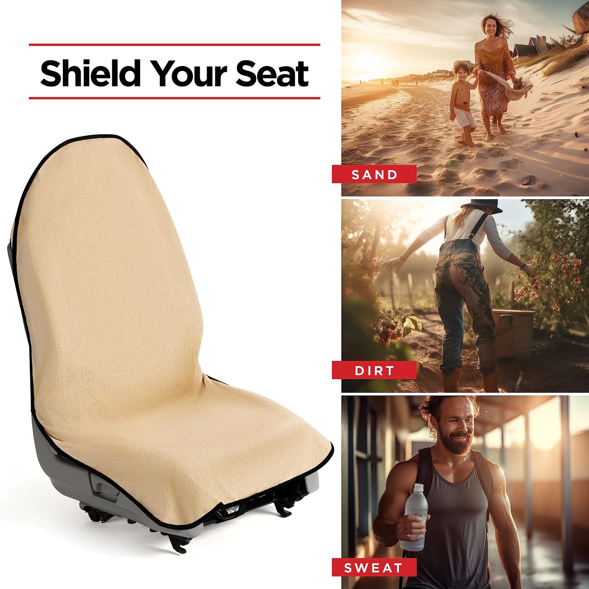 Waterproof Seat Cover Towel, 2PCS Premium Sweat Carseat Protector, Perfect for Universal Anti-Slip Car Truck SUV Seat, Great for Surfing Yoga Gym Workout, - Image 3