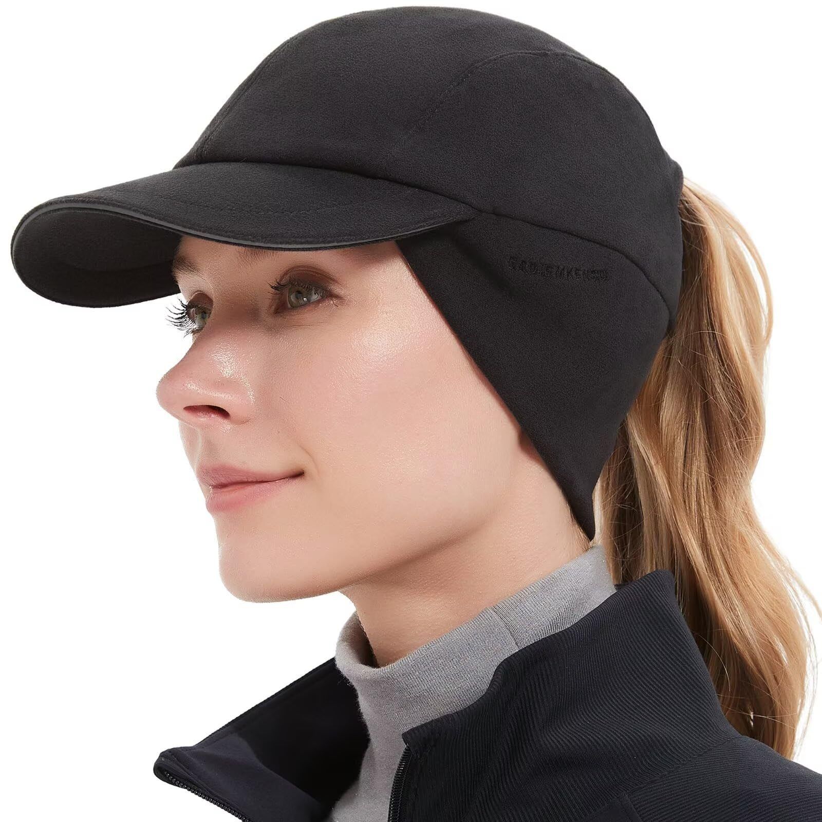 Ponytail Hat for Women –Reflective Winter Hat with Ponytail Hole for Workouts Vertical Ponytail Hole Winter Hat for Any Hair - Image 1