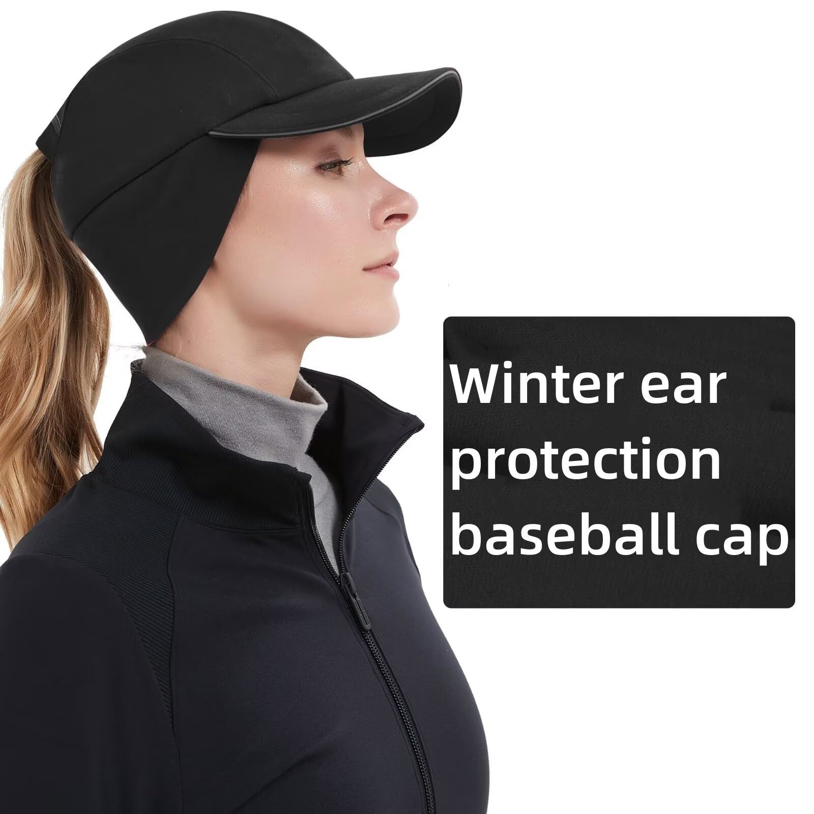 Ponytail Hat for Women –Reflective Winter Hat with Ponytail Hole for Workouts Vertical Ponytail Hole Winter Hat for Any Hair - Image 4
