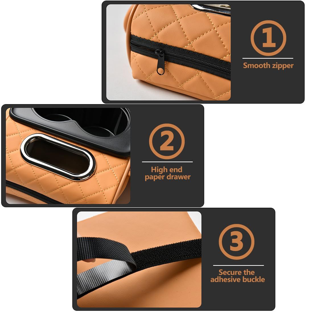 Car Center Console Armrest Pillow, Memory Foam Auto Armrest Box Cover with Cup Holder & Phone Holder, Waterproof Leather Arm Rest Protector Cushion, Car Accessories - Image 4
