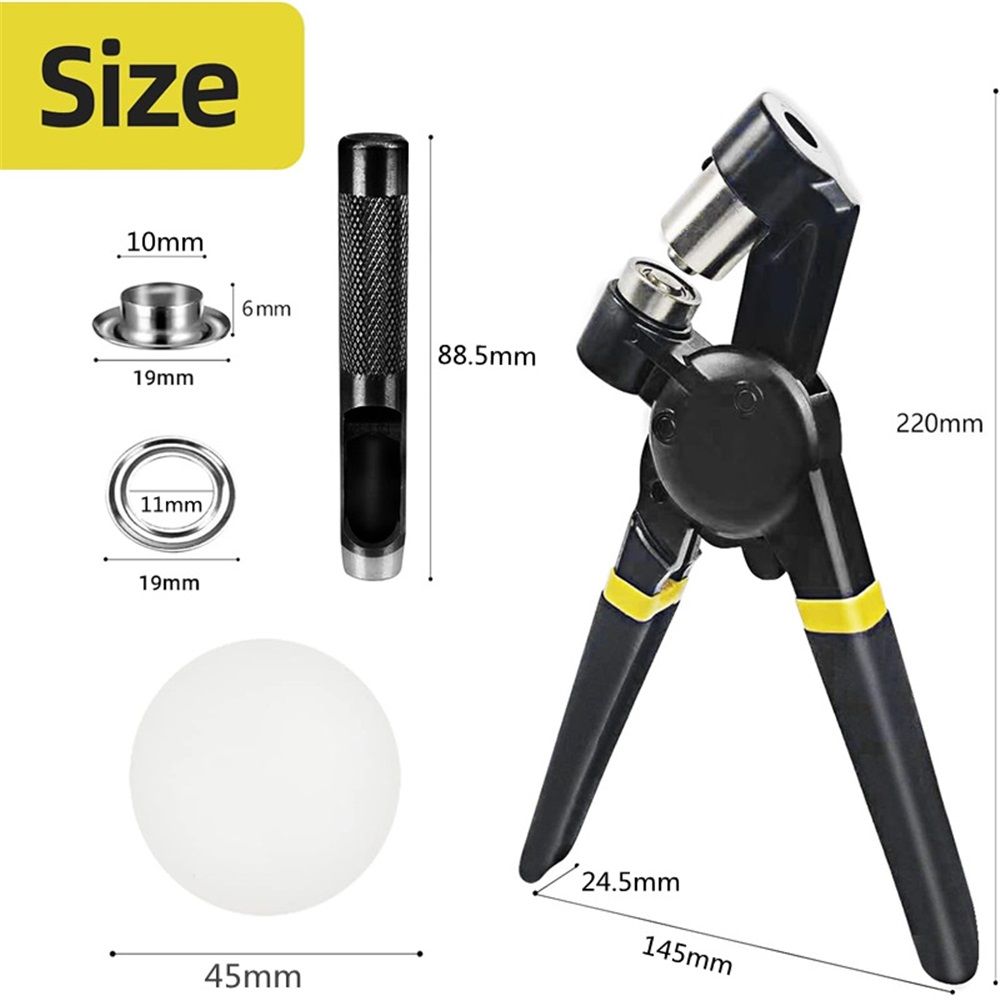 Heavy Duty Grommet Tool Kit Die and 300 Sets of 10MM Grommets,Handheld Manual Eyelet Tool Rivet Press Punch Pliers for Leather Canvas Fabric - Image 2