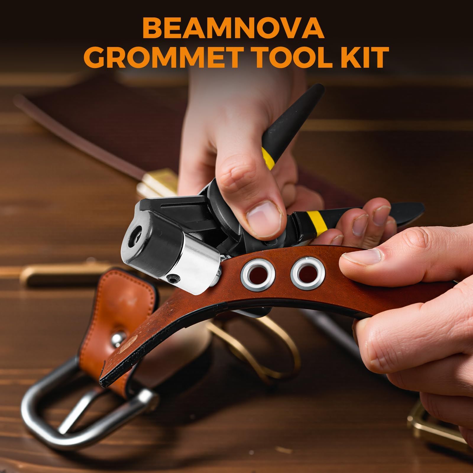 Heavy Duty Grommet Tool Kit Die and 300 Sets of 10MM Grommets,Handheld Manual Eyelet Tool Rivet Press Punch Pliers for Leather Canvas Fabric - Image 4