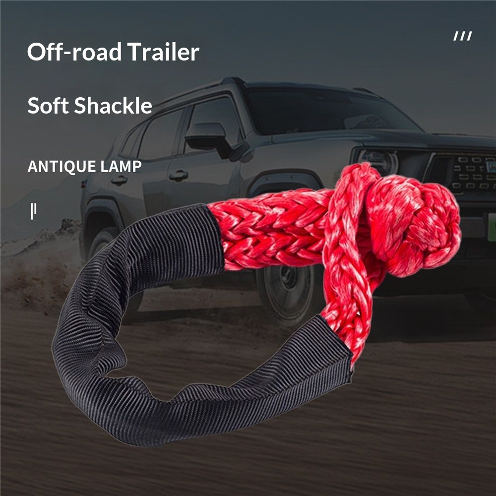 2 Pack Red Soft Shackle Breaking Strength  with Protective Sleeve for Off-Road Sailing Trucks UTV Synthetic Road Recovery Rope Soft Shackle for Recovery - Image 3
