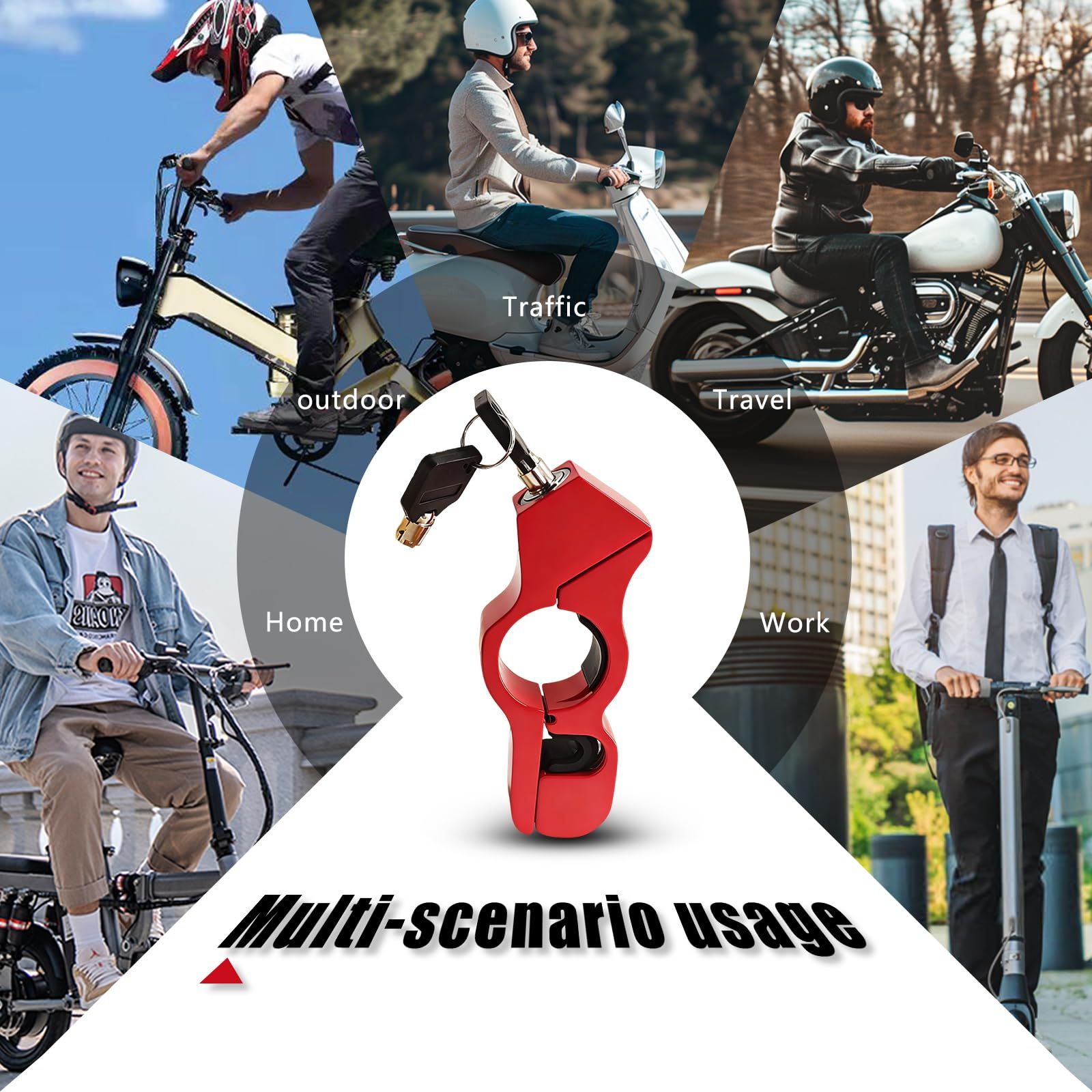 2PC Motorcycle Locks, Helmet Locked & Brake Lock Combo, Anti Theft Motorcycles Handlebar Lock for Motor Moped Motorbike Scooters ATV Dirt Bike Street Bike Electric Scooters - Image 4