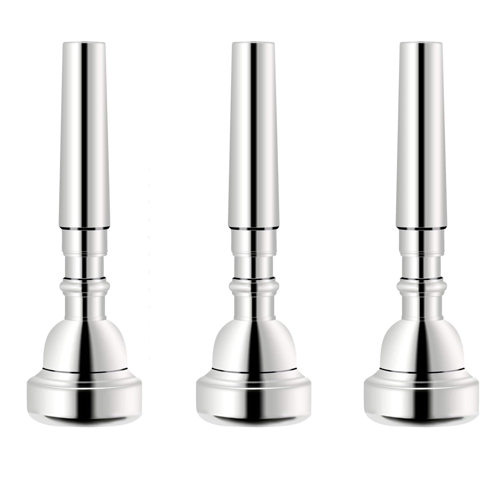 Silver Trumpet Mouthpiece 7C 5C 3C Trumpet Mouthpiece Set  Musical Instruments for Beginners and Professional Players 3Pack - Image 1