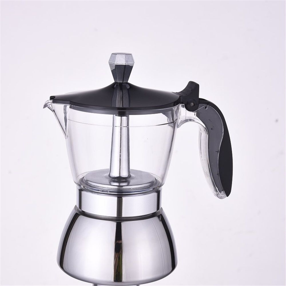 Strong Coffee Maker, Moka Pot Premium Crystal Shape Top Coffee,   4 cup, Classic Italian coffee maker for Coffee Lover - Image 1