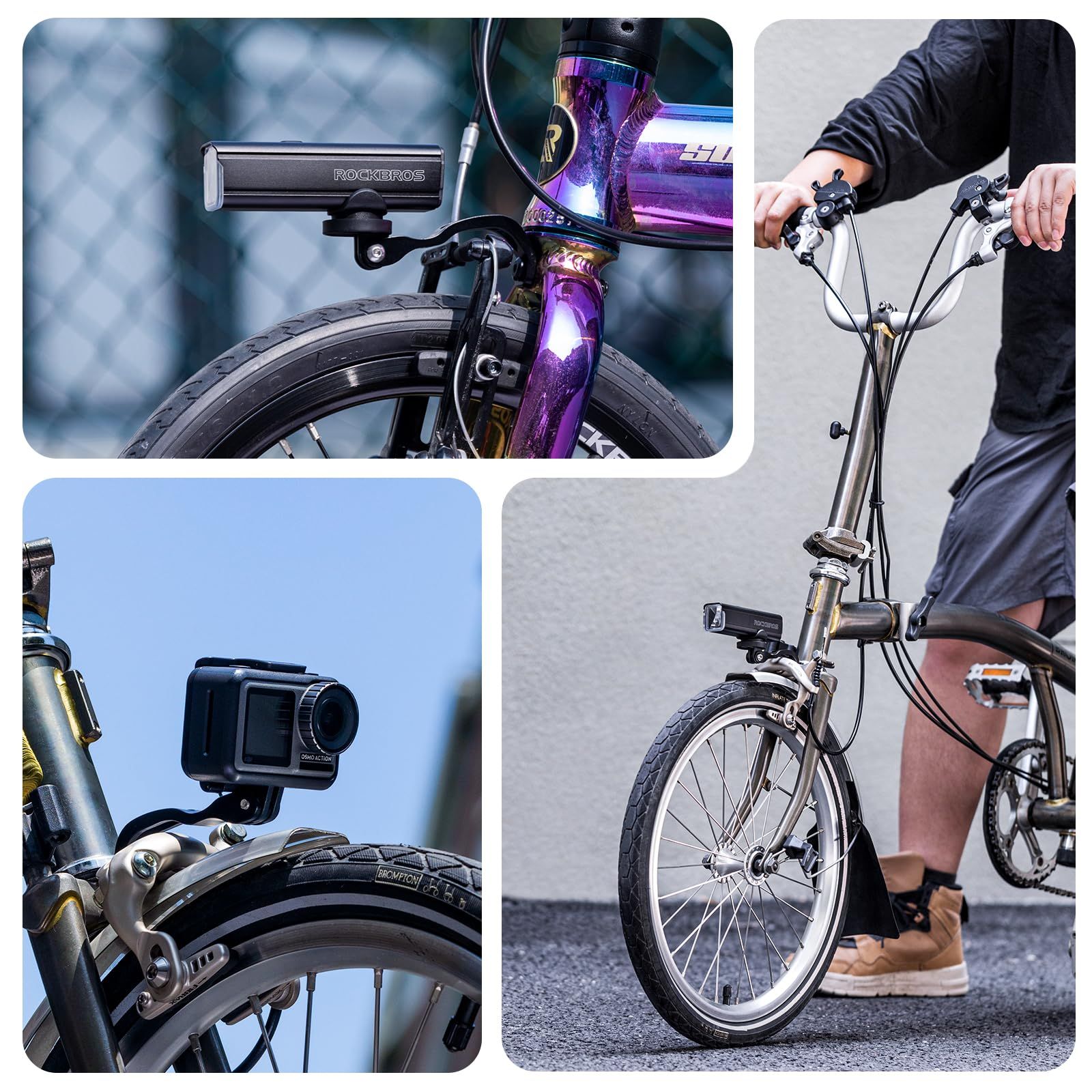 Fork Mount Bike Headlight Bracket Out Front Mount Compatible with Action Camera Bike Light, for Folding Bike - Image 5
