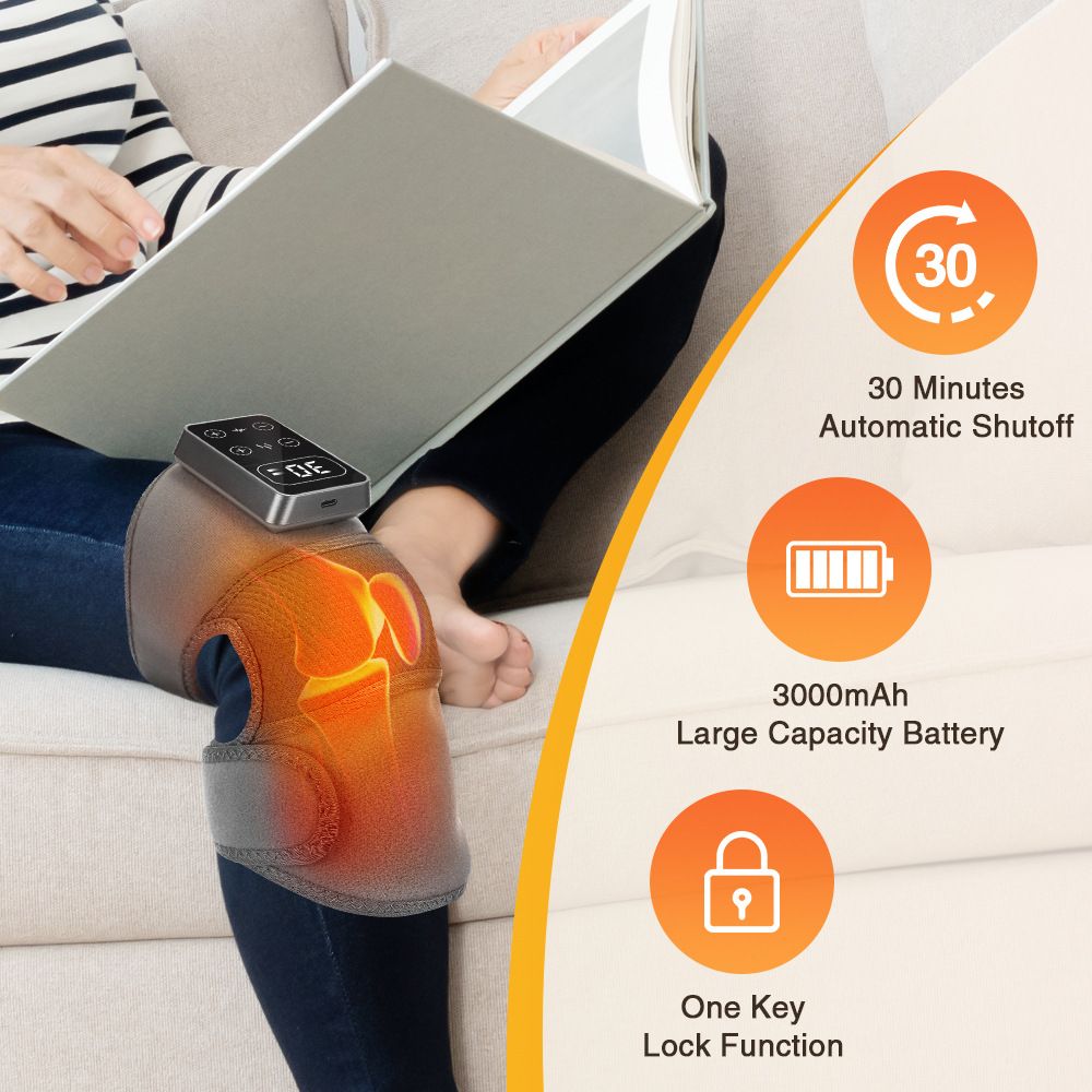 Heated Knee Massager Shoulder Heating Pads Elbow Brace 3 in 1 with Vibration, Cordless Rechargeable Heating Knee Warmers Wrap for Shoulder Elbow Knee Stress Relief（1 pcs） - Image 3