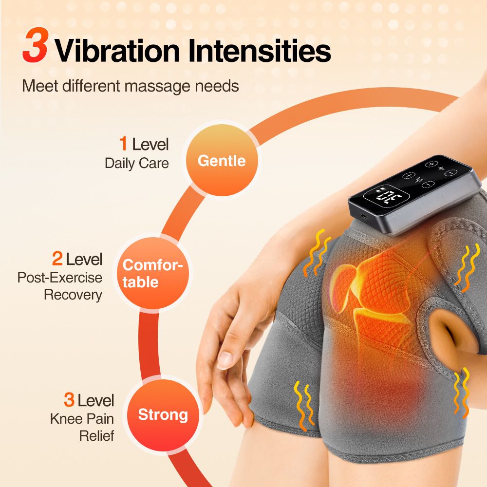 Heated Knee Massager Shoulder Heating Pads Elbow Brace 3 in 1 with Vibration, Cordless Rechargeable Heating Knee Warmers Wrap for Shoulder Elbow Knee Stress Relief（1 pcs） - Image 4