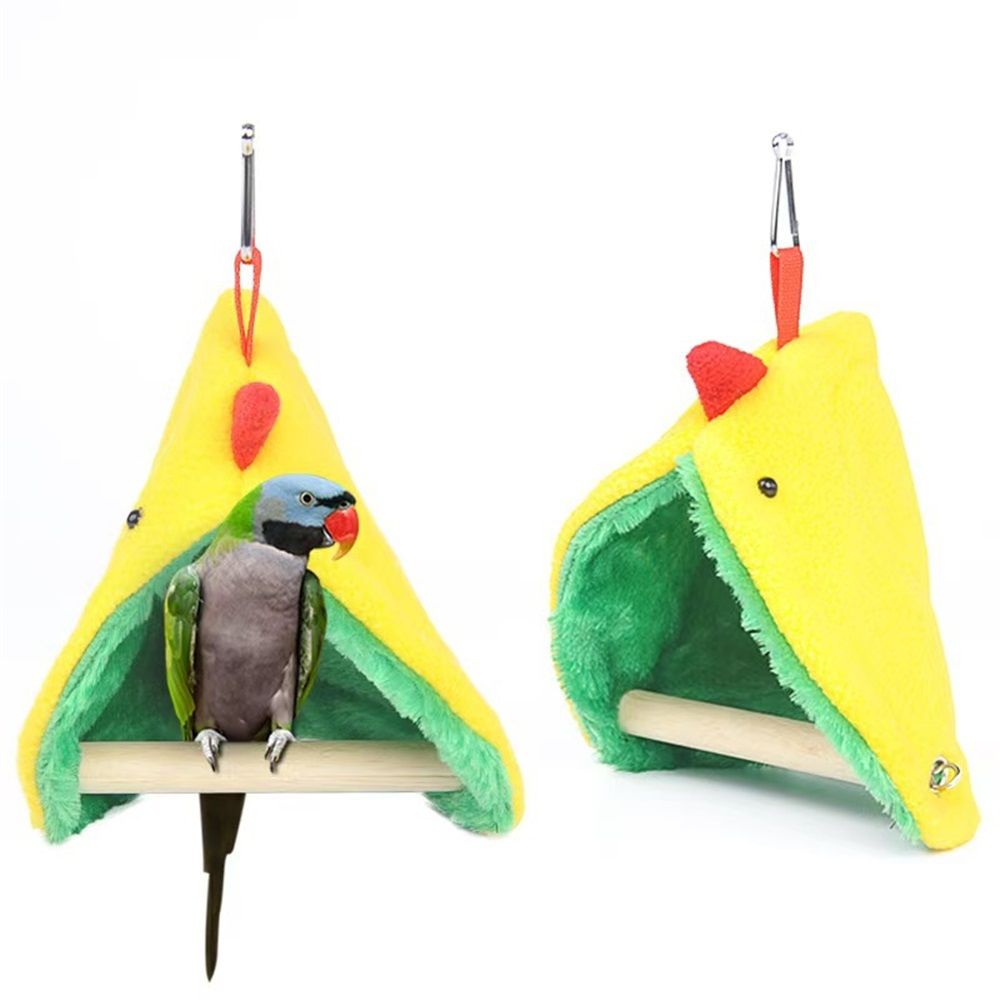 2 pack Winter Warm Bird Hammock Tent Parrots Hanging Nest Shed Hut, Small Birds Soft Plush Sleeping Bed Hideaway Cave for Parakeets , Birdcage Perch Stand Swing Toy - Image 1