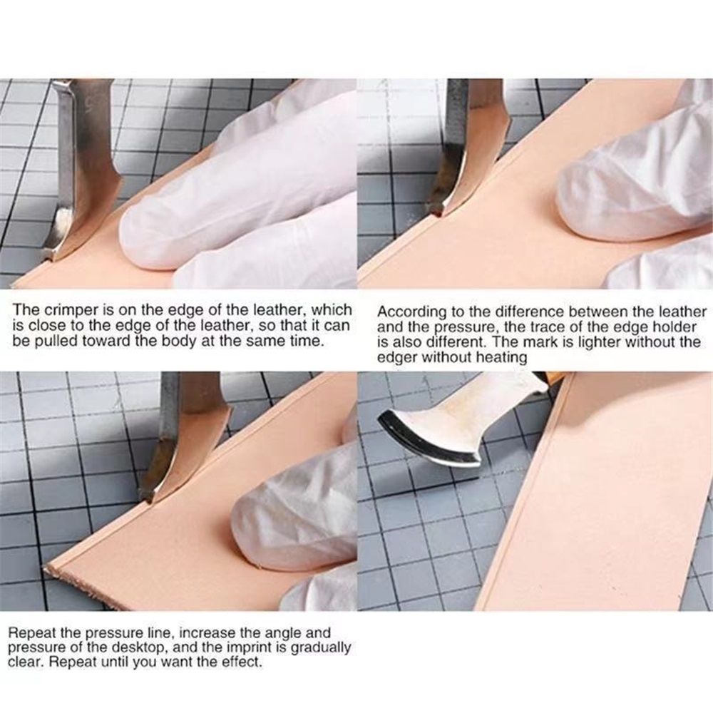 4 PCS Leather Edge Creaser,1.0/1.5/2.0/2.5mm Professional Leather Tool,Edge Creaser Stainless Steel Red Wood Handle Tool for Beginners DIY Leather Craft - Image 3