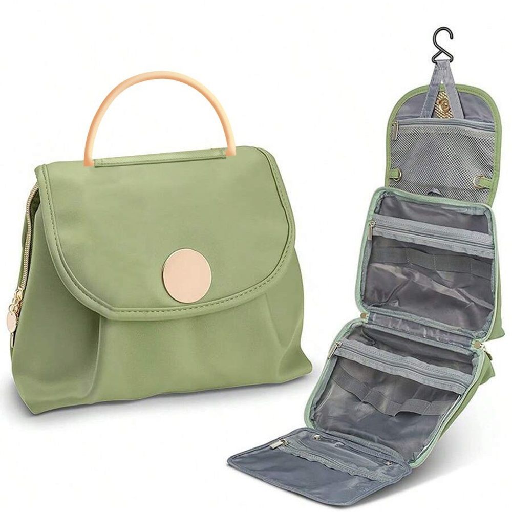Toiletry Bag for Women, Travel Toiletry Bag Makeup Cosmetic Bag with Hanging Hook, Water-resistant for Toiletries Accessories Brushes Sponge - Image 1