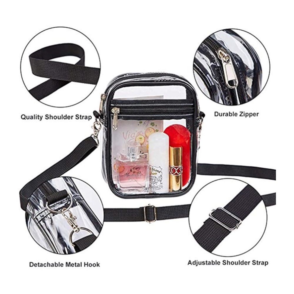 Clear Crossbody Purse Bag, Clear Bag Stadium with Front Pocket for Concerts Sports Festivals (Transparent ) - Image 3