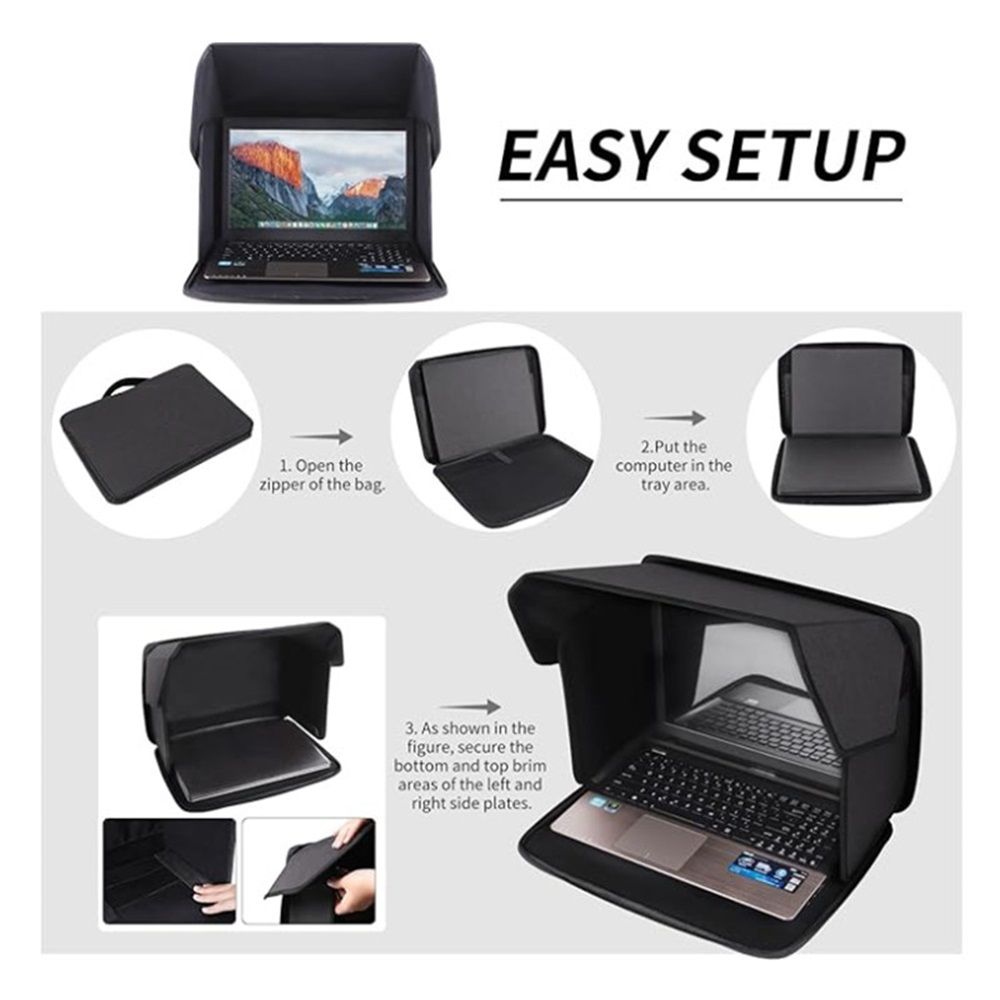 Laptop Sun Shade,Lightweight Laptop Sun Glare Shield Privacy Cover for Working Outside,Computer Privacy Hood Foldable and Portable Shield Cover Computer Hood Outside Glare 12-14''Pat - Image 3