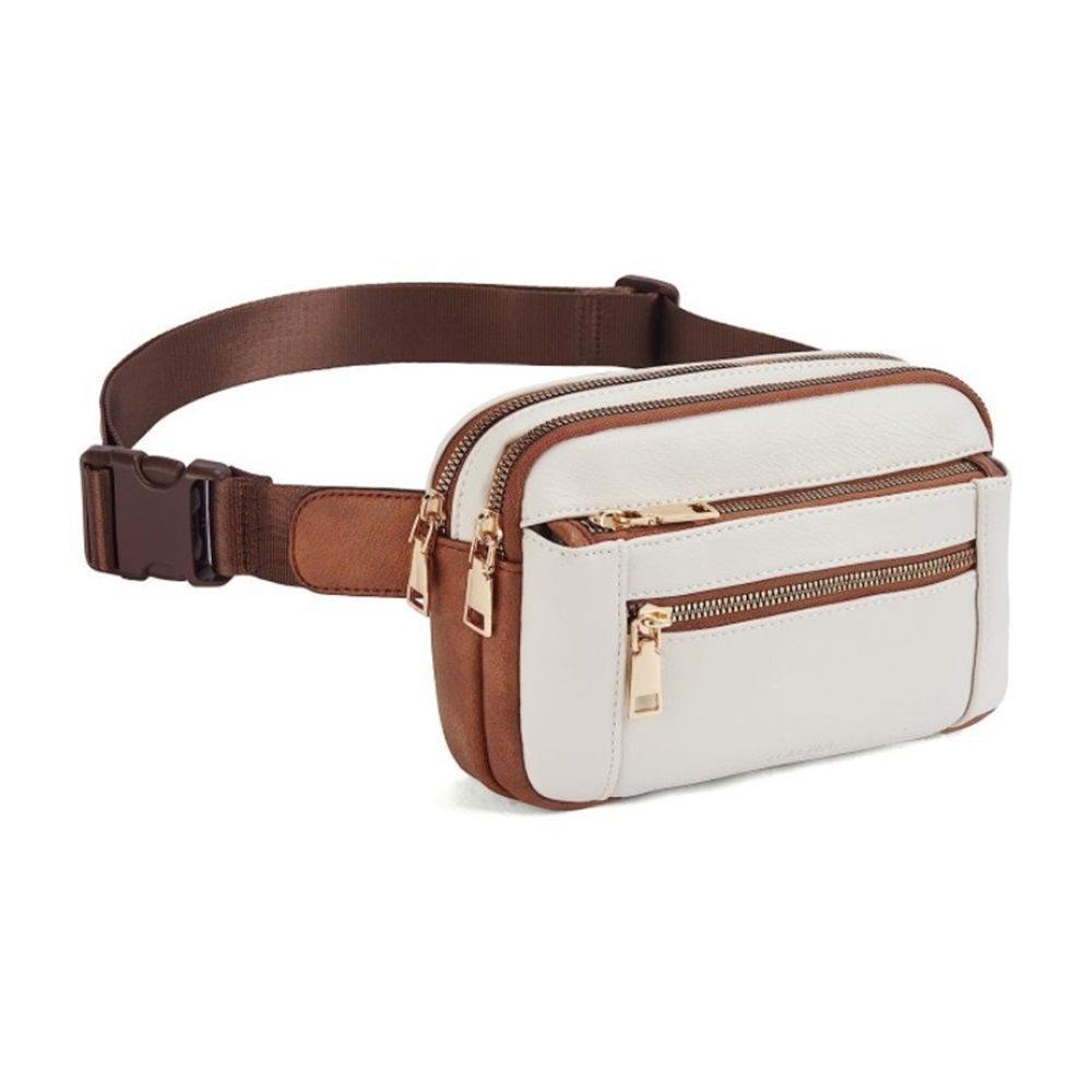 Packs for Women Cross Body Leather Belt Bag Fashionable with Adjustable Strap, Adjustable Strap Fashion Leather Waist Packs, Beige Brown - Image 1