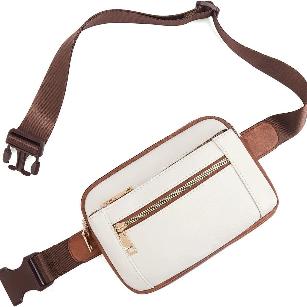 Packs for Women Cross Body Leather Belt Bag Fashionable with Adjustable Strap, Adjustable Strap Fashion Leather Waist Packs, Beige Brown - Image 2