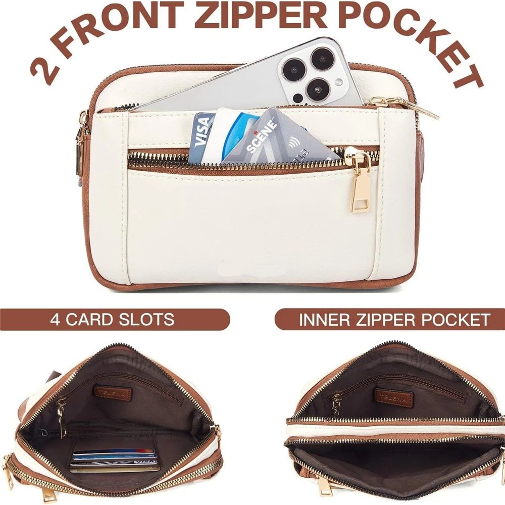 Packs for Women Cross Body Leather Belt Bag Fashionable with Adjustable Strap, Adjustable Strap Fashion Leather Waist Packs, Beige Brown - Image 3