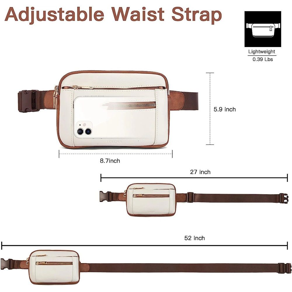 Packs for Women Cross Body Leather Belt Bag Fashionable with Adjustable Strap, Adjustable Strap Fashion Leather Waist Packs, Beige Brown - Image 4