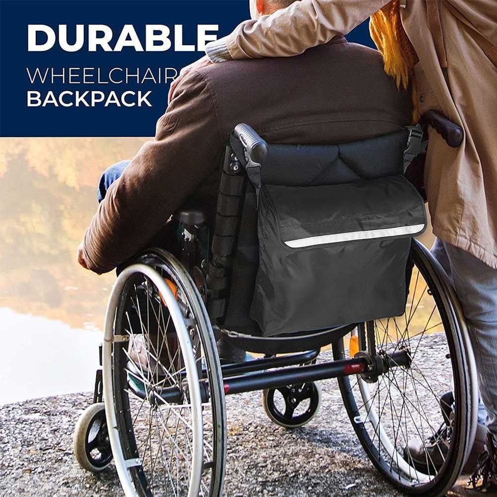 Wheelchair Pouch Bag, Wheelchair Backpack Pockets Wheelchair Bags to Hang on Back Rollator Bag Carry Accessories Storage Bag - Image 5