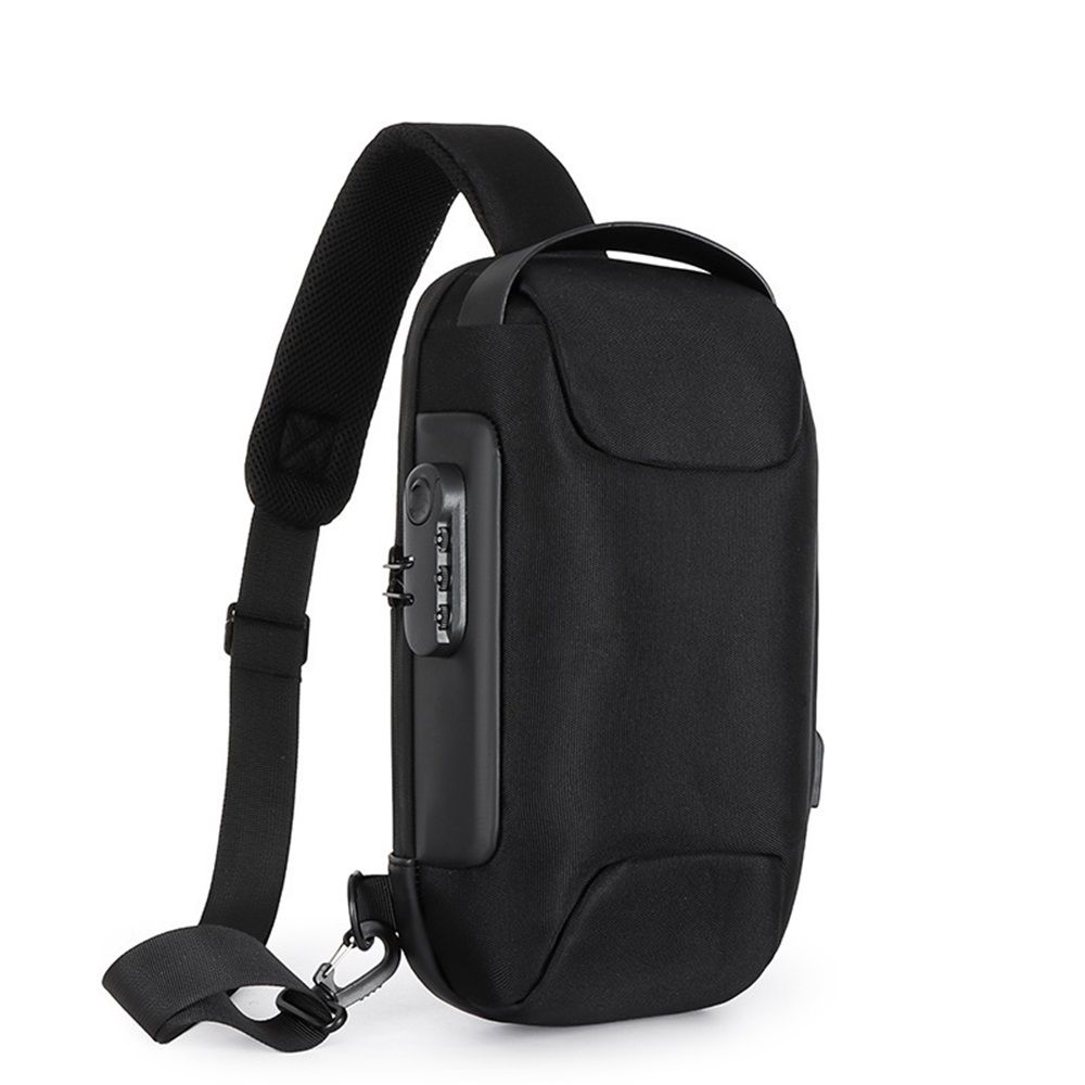 Anti-theft Sling Bag Business Men Bag Chest Crossbody bags with USB Charging Port Waterproof Small Backpack for Outdoor Work Hiking Running Sport Travel Bag Sports Car Styling black - Image 1