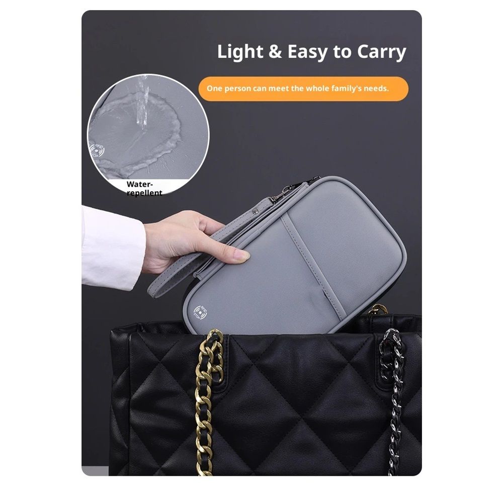 Travel Passport Wallet, Family Passport Holder, Trip Document Organizer, Cover Lightweight Portable Document Organizer with Wrist Strap (Grey) - Image 2