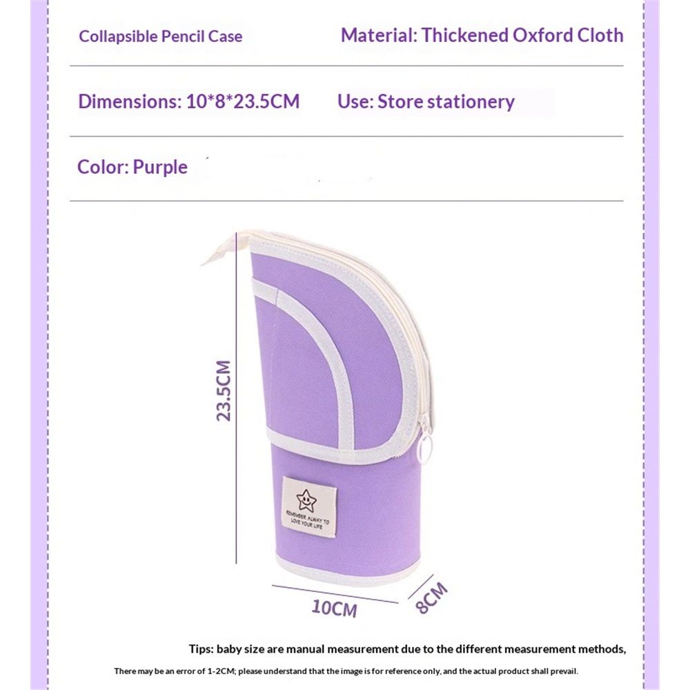 2 in 1 Standing Pencil Case Telescopic Pen Holder Stationery Pouch Organizer Box Large Storage Bag for Office Women (Purple,There is only one stationery bag) - Image 5