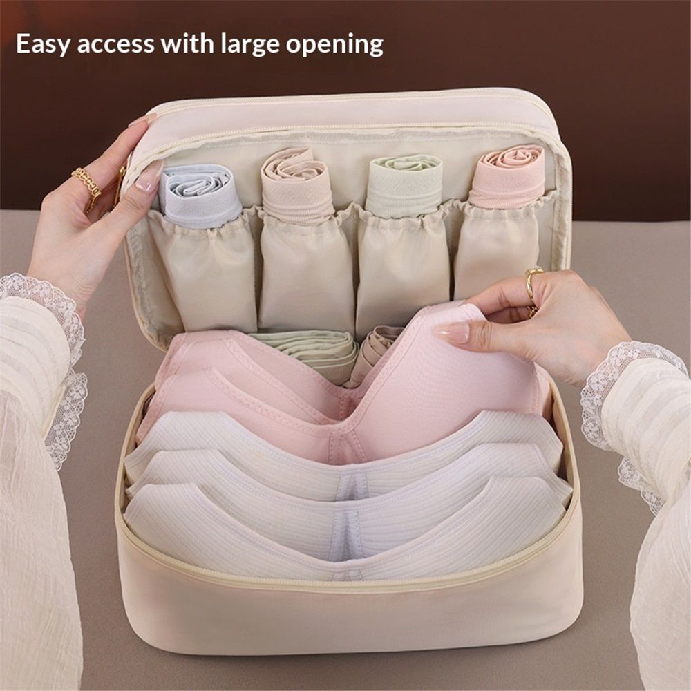 Portable Underwear Bra Storage Bag Travel Organizers Multi-Layer Toiletry Packing Cube,Multiple Layers Pack Cube Toiletry Bag（beige,oniy bag） - Image 2