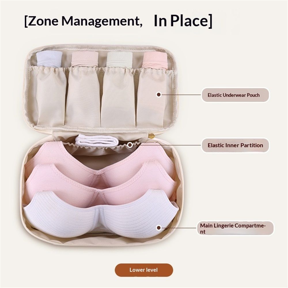 Portable Underwear Bra Storage Bag Travel Organizers Multi-Layer Toiletry Packing Cube,Multiple Layers Pack Cube Toiletry Bag（beige,oniy bag） - Image 4