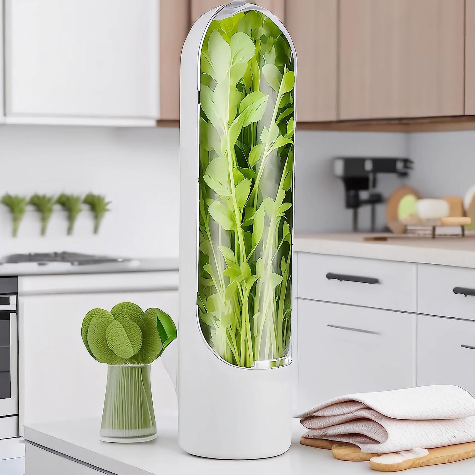 Herb Keeper for Refrigerator, Herb Saver for Refrigerator, Cilantro Container, Vegetable Preservation Bottle for Cilantro, Mint, Parsley, Asparagus, Keeps Greens Fresh for 2-3 Weeks (2 PCS box) - Image 2