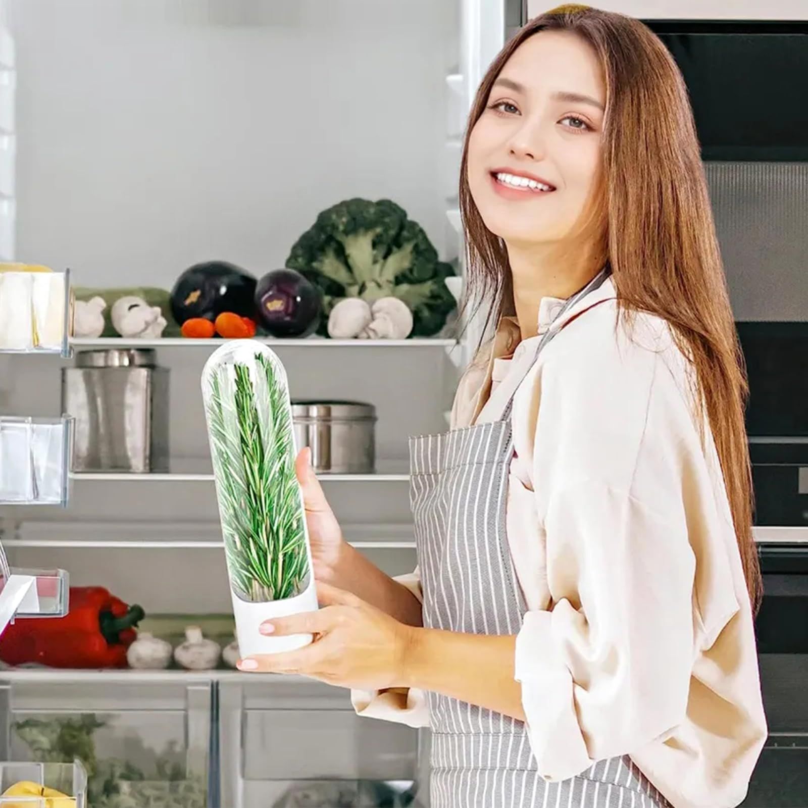 Herb Keeper for Refrigerator, Herb Saver for Refrigerator, Cilantro Container, Vegetable Preservation Bottle for Cilantro, Mint, Parsley, Asparagus, Keeps Greens Fresh for 2-3 Weeks (2 PCS box) - Image 3