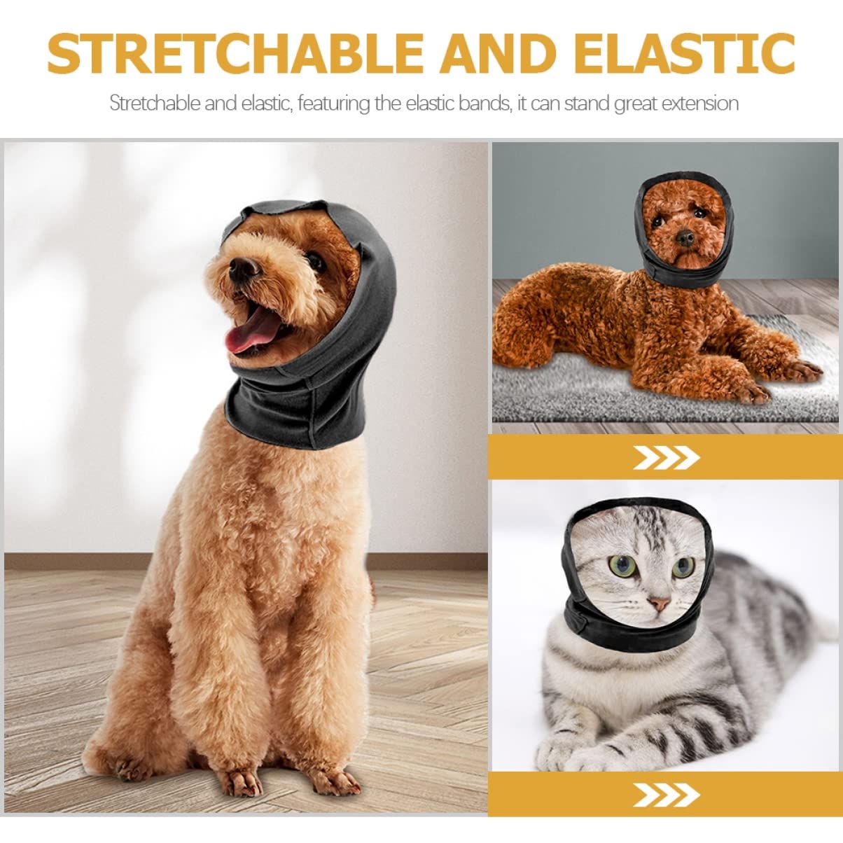 2 pack Quiet Ears for Dogs, Cat Dog Hoodies Hat for Noise Block Ear Protection and Recovery, The Grooming and Force Drying Miracle Tool for Anxiety Relief & Calming Dogs (L, Black) - Image 5