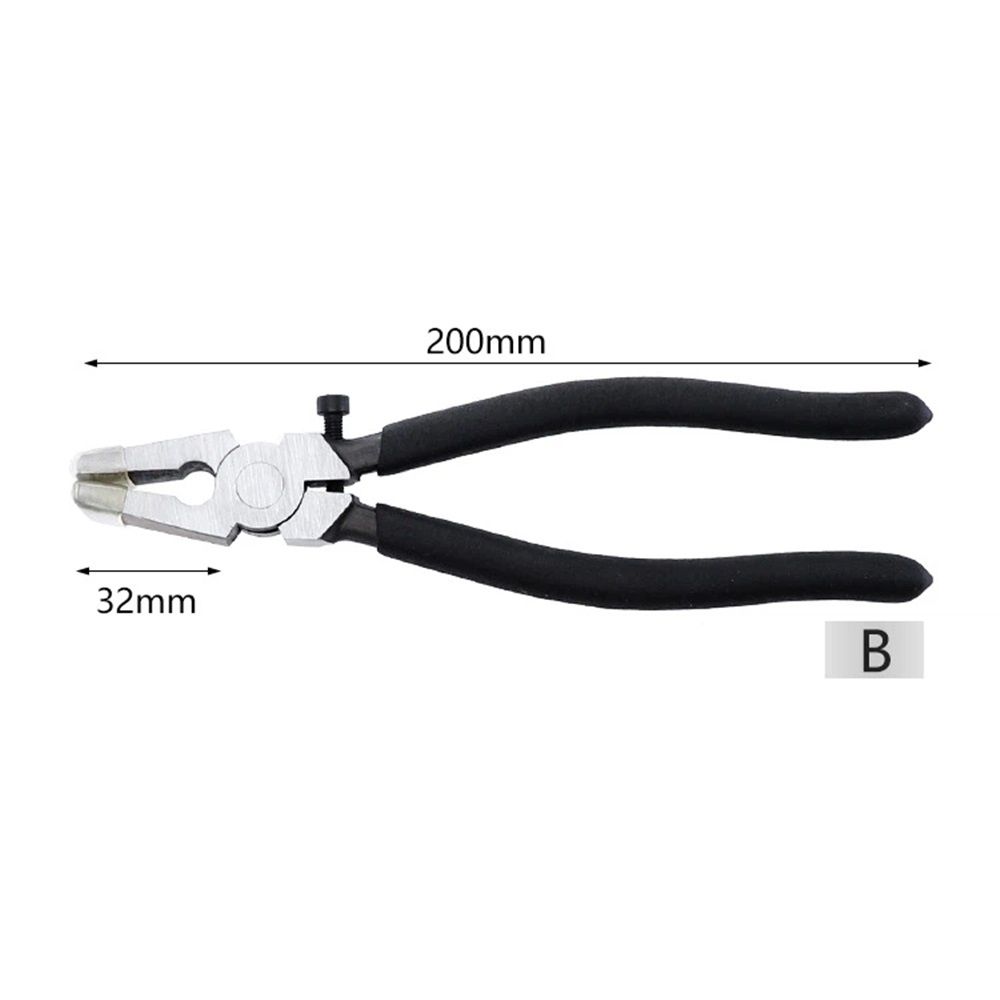 Glass Running Pliers With Curved Jaws - Professional Glass Breaking Tool for Stained Work, Key Fob Hardware Install, Mosaics - Black With 2 of Rubber Tips 8-Inch - Image 5