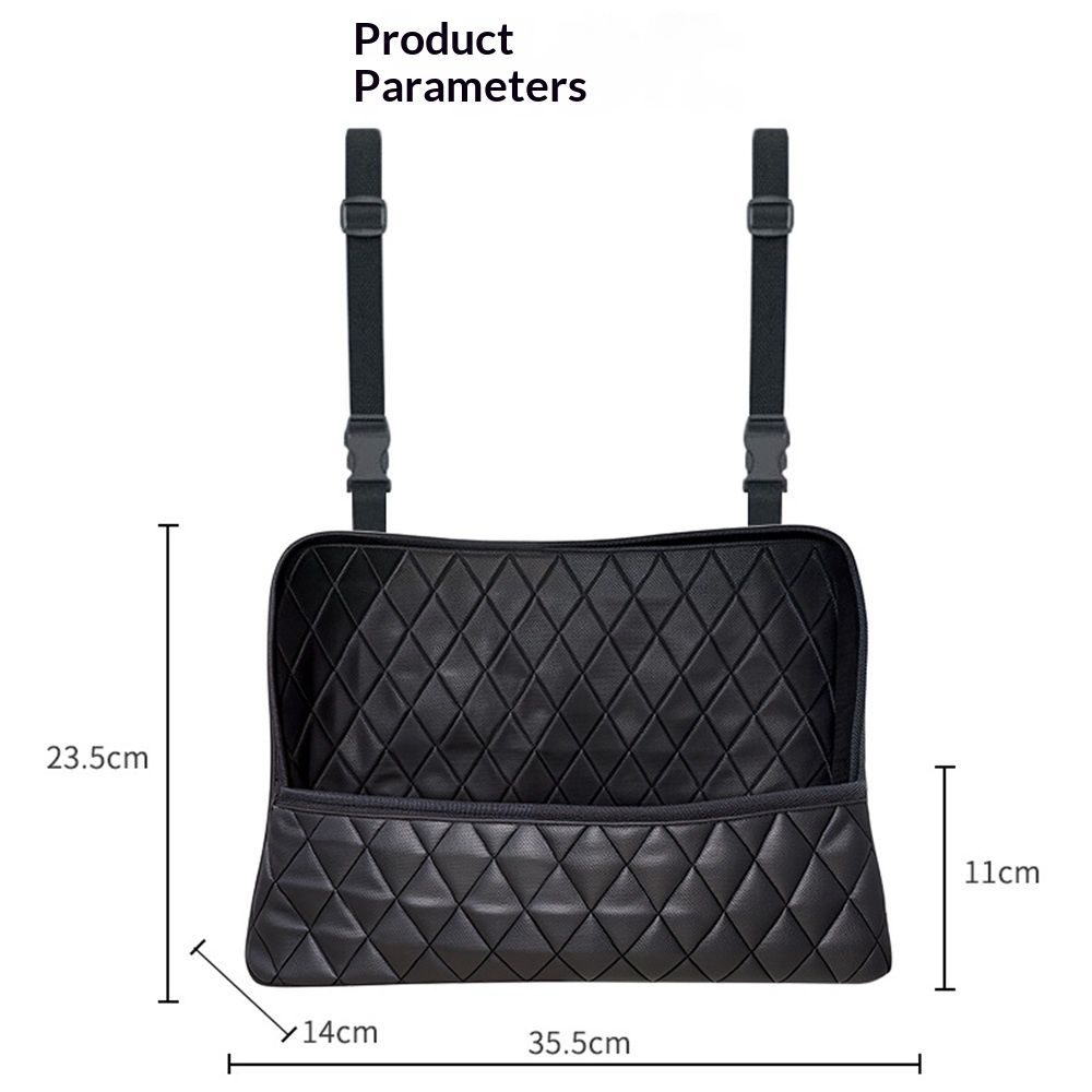 Car Net Pocket Handbag Holder Between Seats, Luxury Quilted Purse Car Organizer With 2 Extra Pockets For Storage, Black - Image 5
