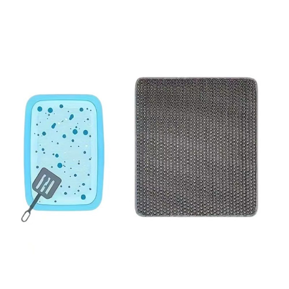 Cat Litter Mat Large Cat Litter Trapping Mat 30x30cm Double Layer Urine and Water Proof Kitty Litter Box Mat  grey - Image 3