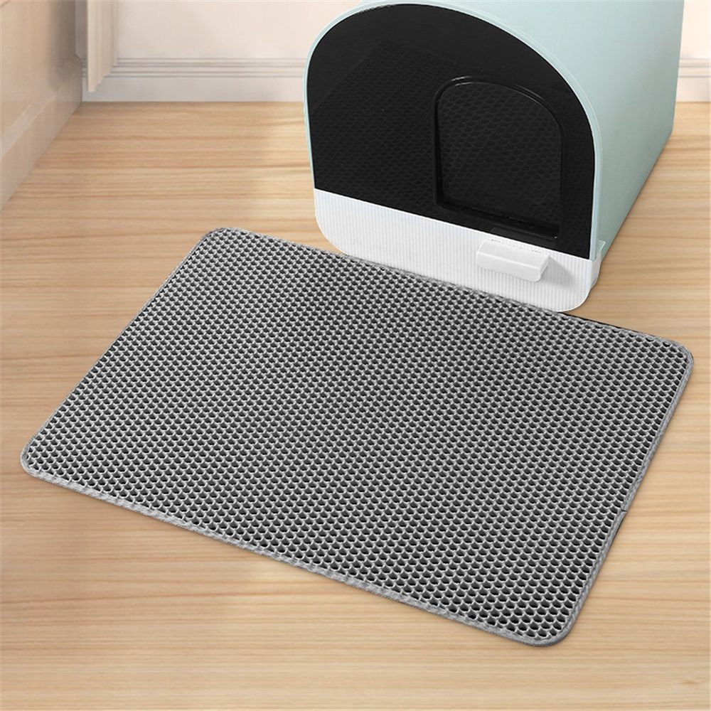 Cat Litter Mat Large Cat Litter Trapping Mat 30x30cm Double Layer Urine and Water Proof Kitty Litter Box Mat  grey - Image 5