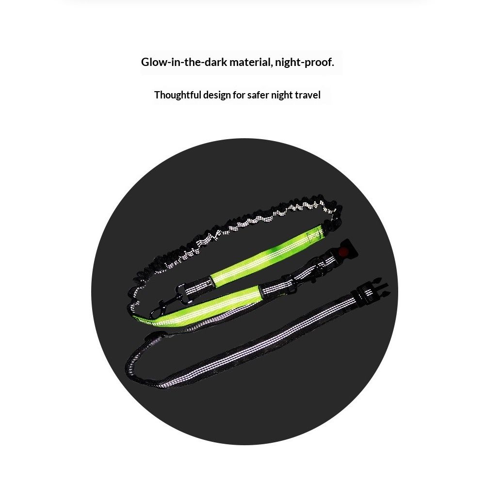 Hands-Free Waist Leash for Dog Walking, Running and Hiking, Adjustable Belt with Double Handle, Reflective Bungee Design for Large & Medium Dogs (Green 2.5cm *70-120cm) - Image 2