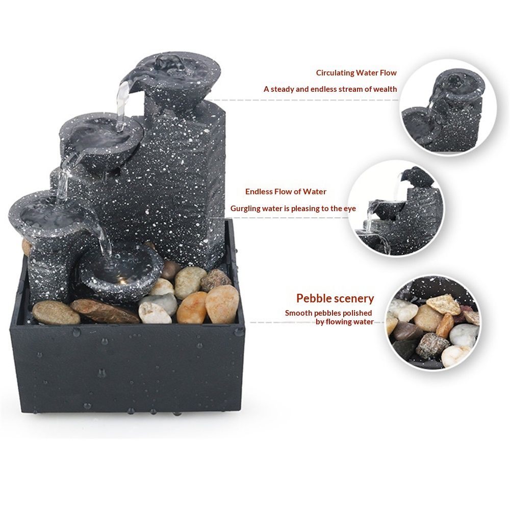 Indoor Fountain Ornament,Mini Tabletop Fountain Water Fountain Crafts for Indoor Home Office Table Decoration, Holiday - Image 4