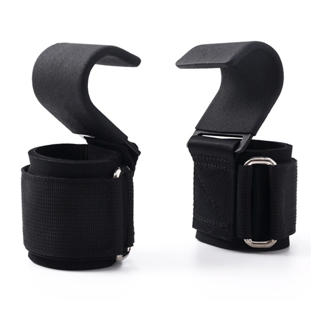 SPORTIC Weight Lifting Hooks (Pair) - Heavy Duty Lifting Wrist Straps, Hand Grip Support for Deadlifts, Pull Ups, Shrugs, Weightlifting Hooks Gym Gloves for Men and Women（Metal assist plate） - Image 1