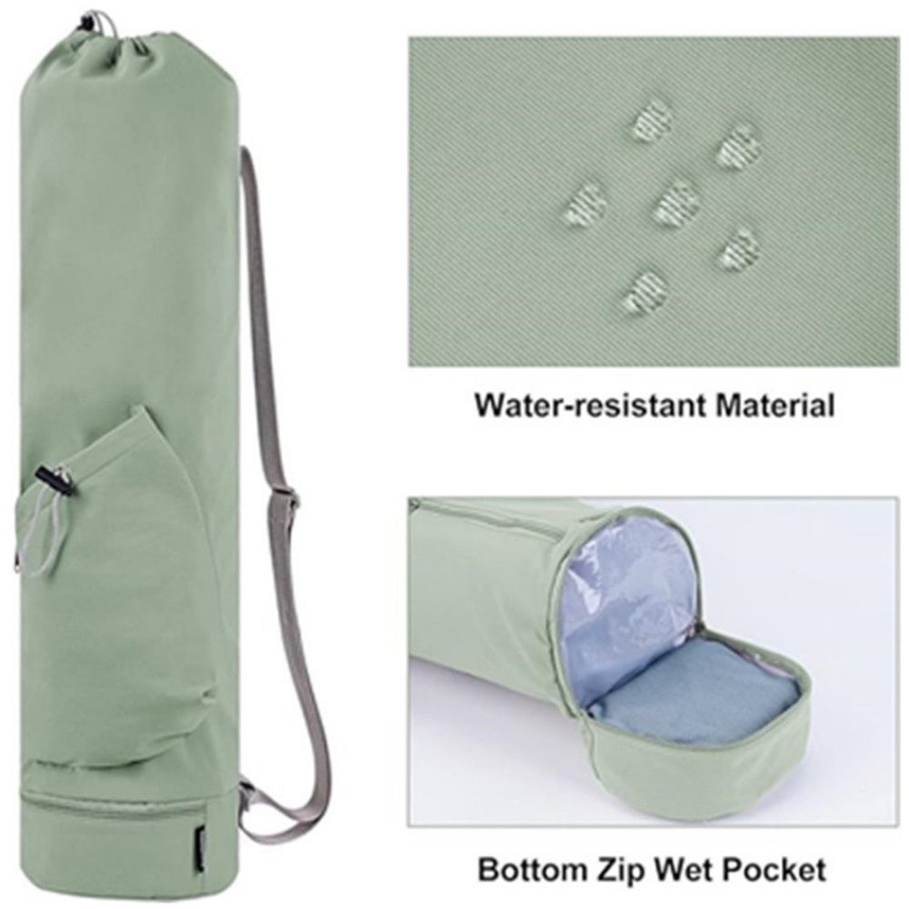 Yoga Mat Bag with Water Bottle Pocket and Bottom Wet Pocket, Exercise Yoga Mat Carrier Multi-Functional Storage Bag,（green） - Image 3