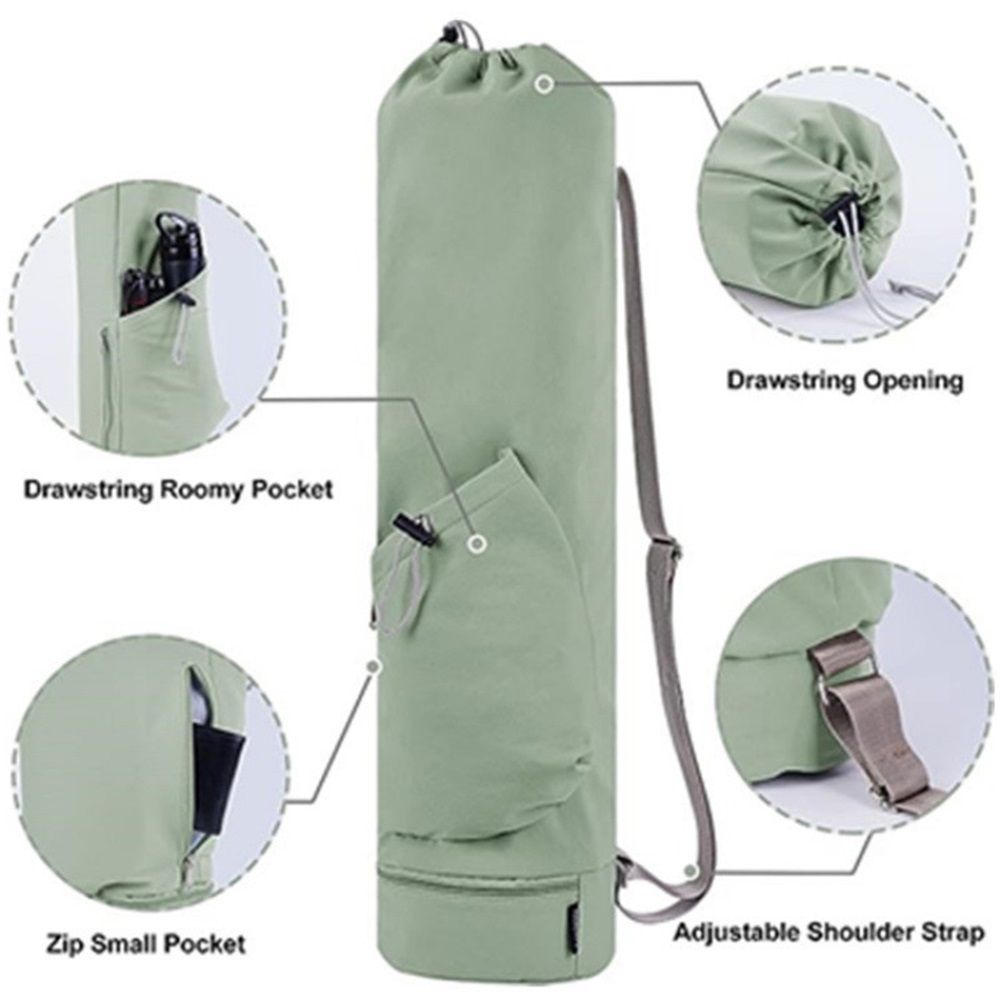 Yoga Mat Bag with Water Bottle Pocket and Bottom Wet Pocket, Exercise Yoga Mat Carrier Multi-Functional Storage Bag,（green） - Image 4