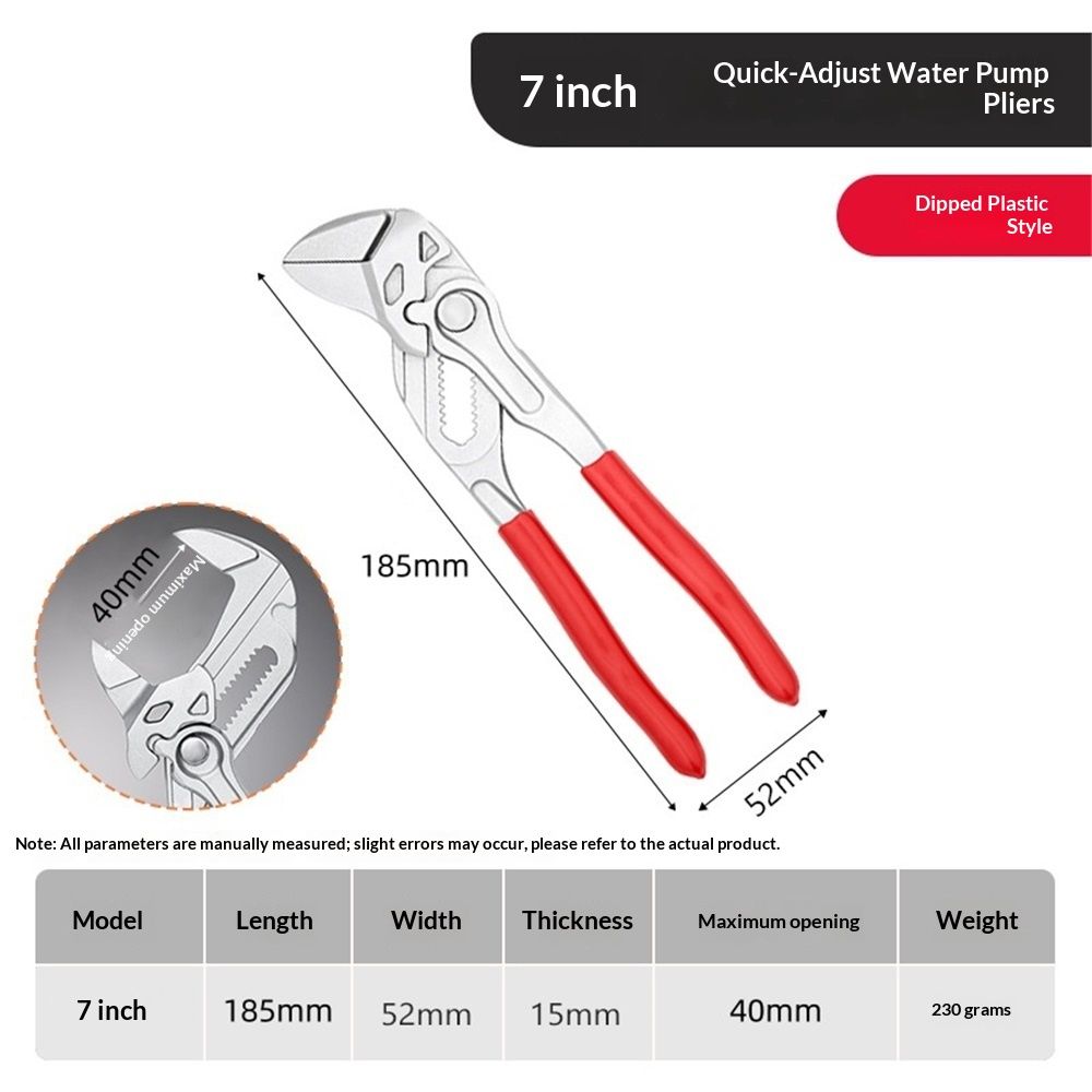 Industrial grade water pump pliers  adjustable anti slip tooth design multifunctional pipe pliers wrench household maintenance tool  7-Inch - Image 5