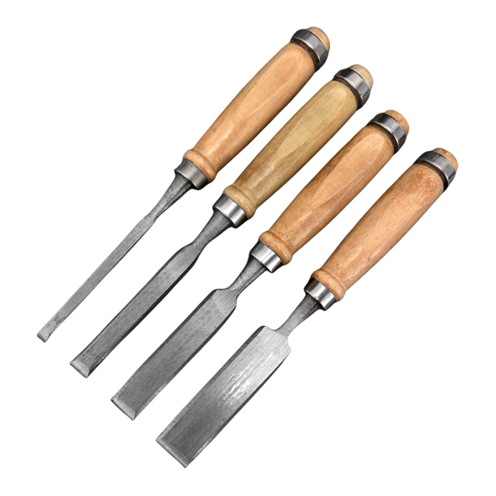 Carbon Steel Carving  Semicircle Wood Chisel Set DIY Woodworking Handle Carpentry Tools Pack of 4（50 carbon steel 4PC） - Image 1